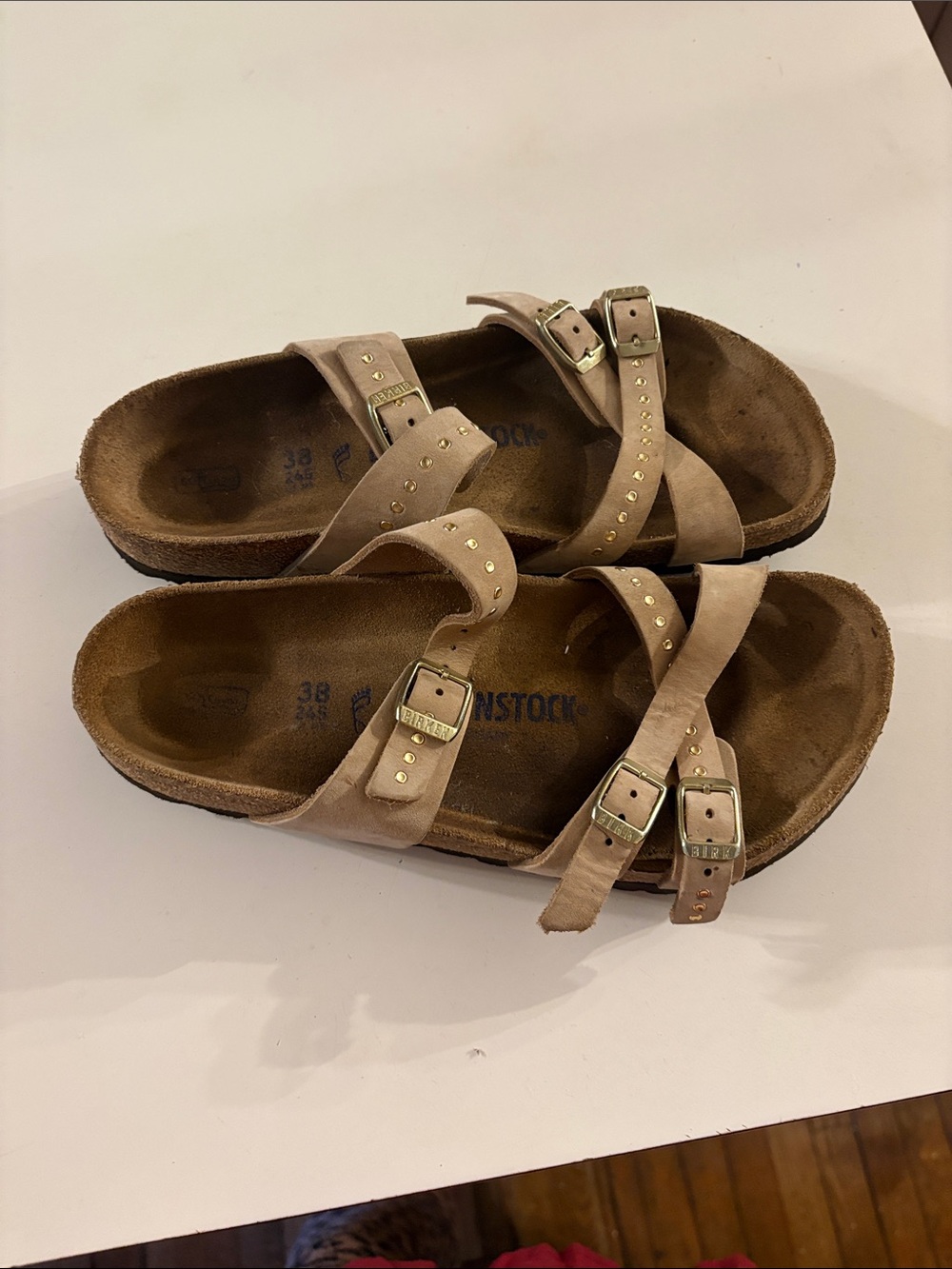 Birkenstock Kids Beige Taupe Double-Strap Studded Sandals